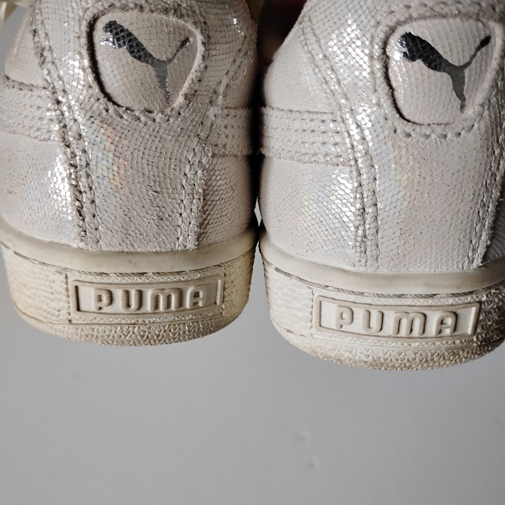 Puma Basket Satin Bow White Sparkle Classic Low Profile Retro Vibe Size 7.5 - Picture 6 of 12